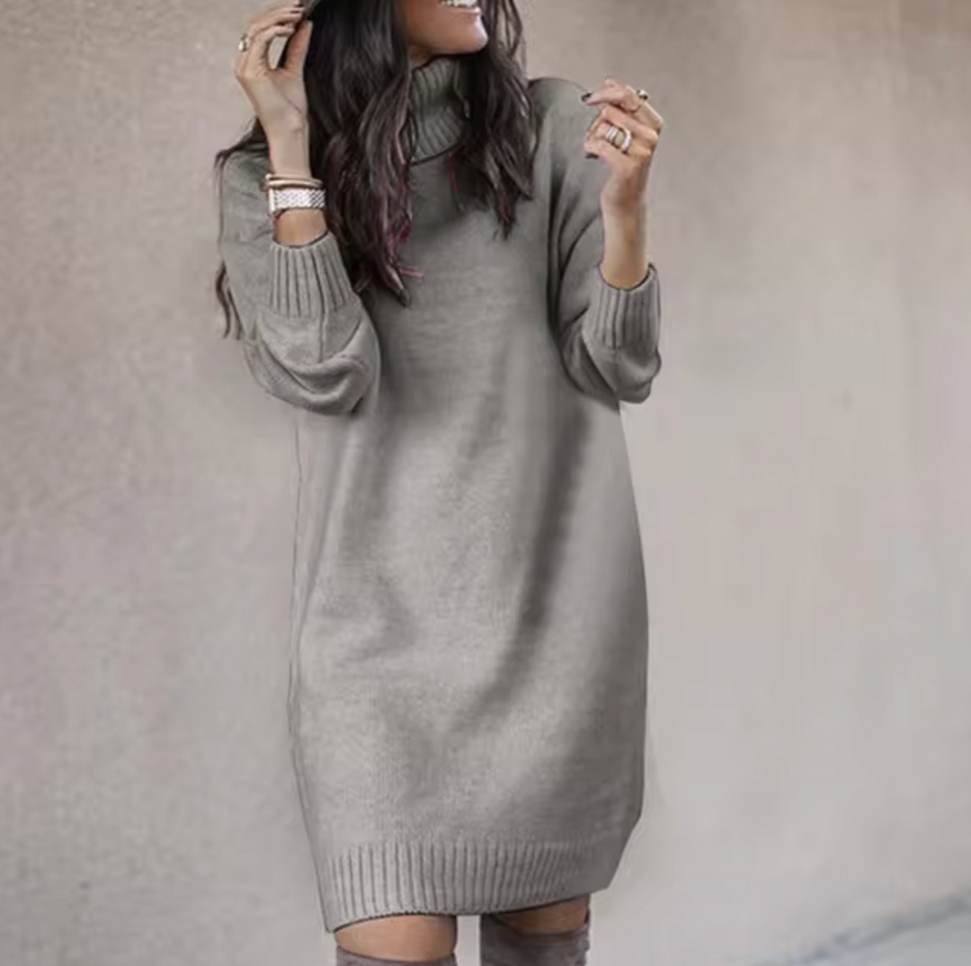 Robe pull col roulé pour femmes | Manches longues