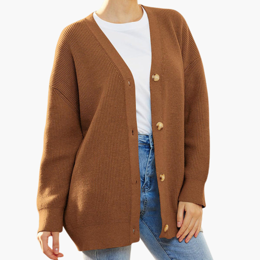 Cardigan pour femmes avec décolleté en V et fermeture à boutons