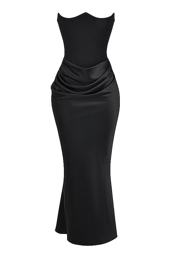 Sabrina | Robe Maxi Corset Sans Bretelles en Satin – Corset Satin Maxi 2026