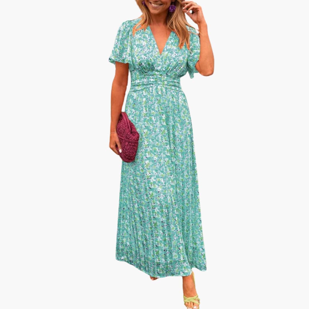 Robe Maxi Wrap Florale - pour Femmes avec Décolleté en V
