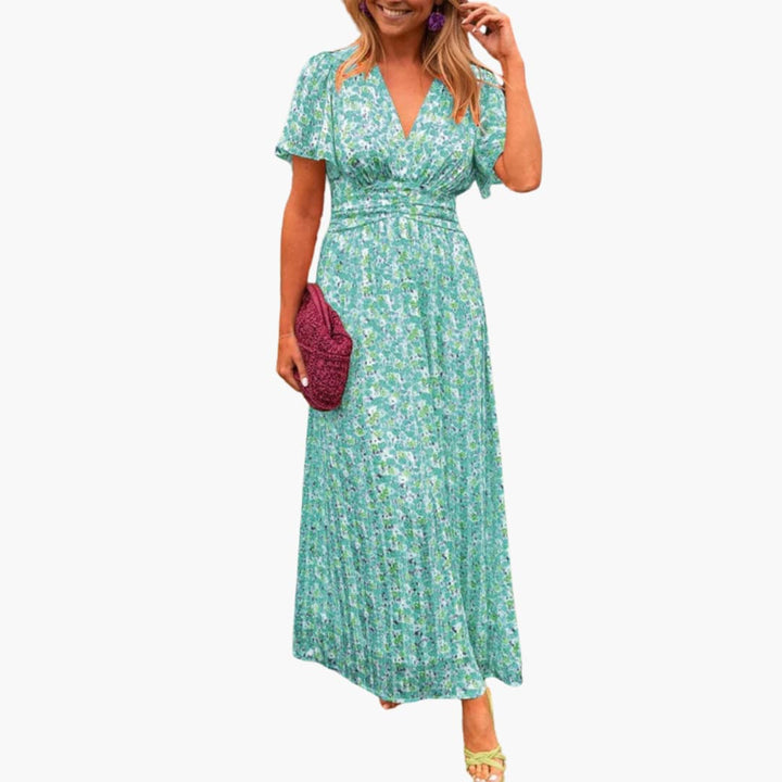 Robe Maxi Wrap Florale - pour Femmes avec Décolleté en V