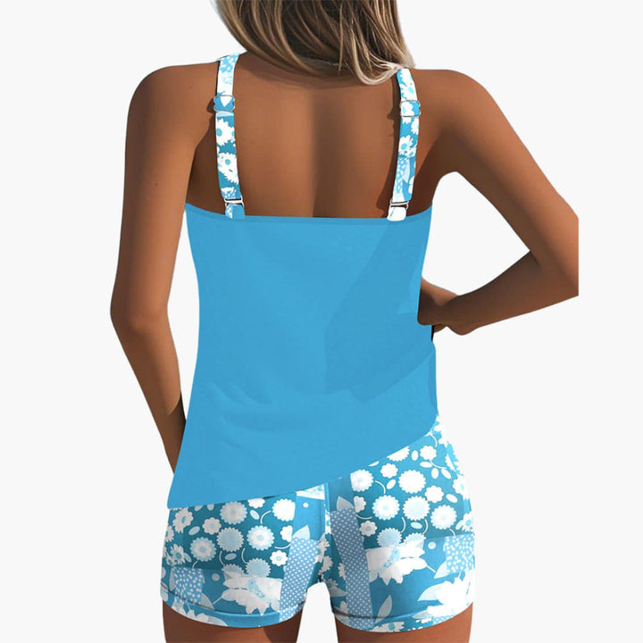 Ensemble de tankini pour femmes avec imprimé floral et décolleté racerback