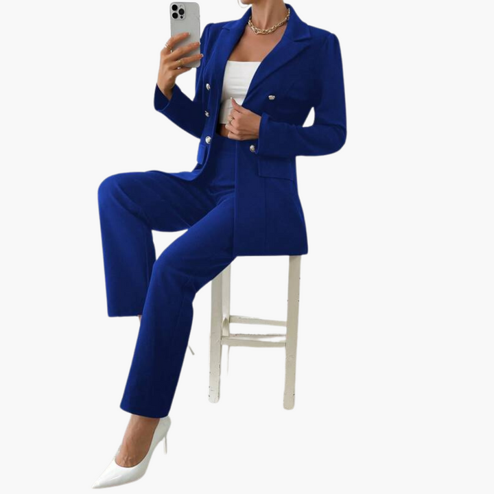 Costume deux pièces avec blazer pour femmes et pantalons droits