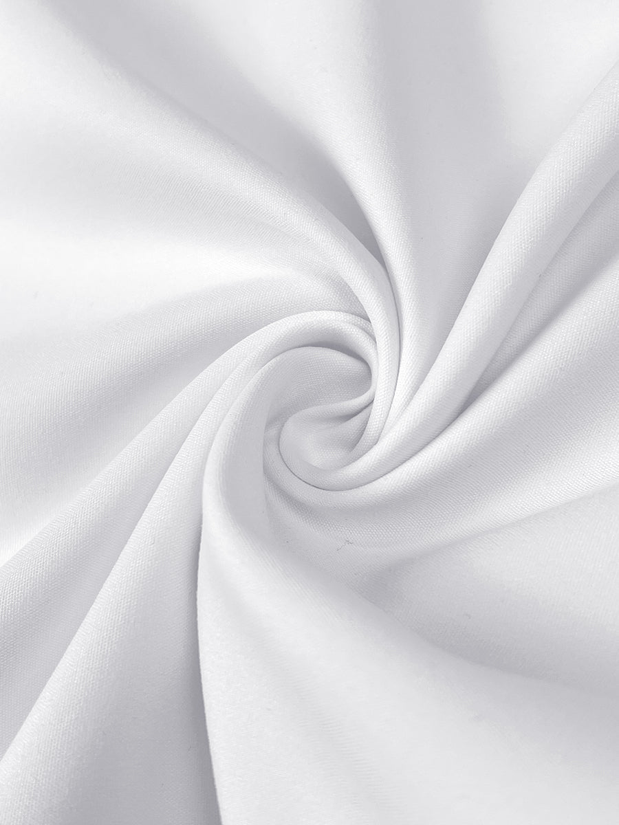 Robe courte ample plissée volantée à ourlet plongeant, à décolleté en V profond, couleur unie