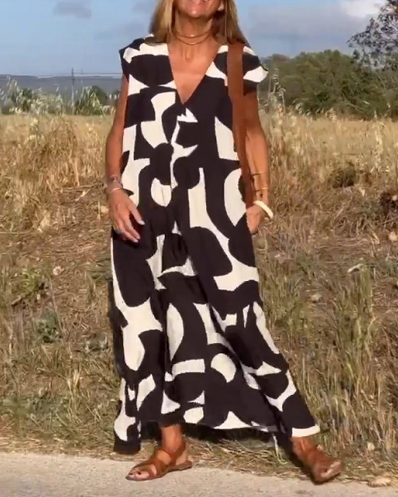 Miriam | Robe maxi imprimée avec décolleté en V