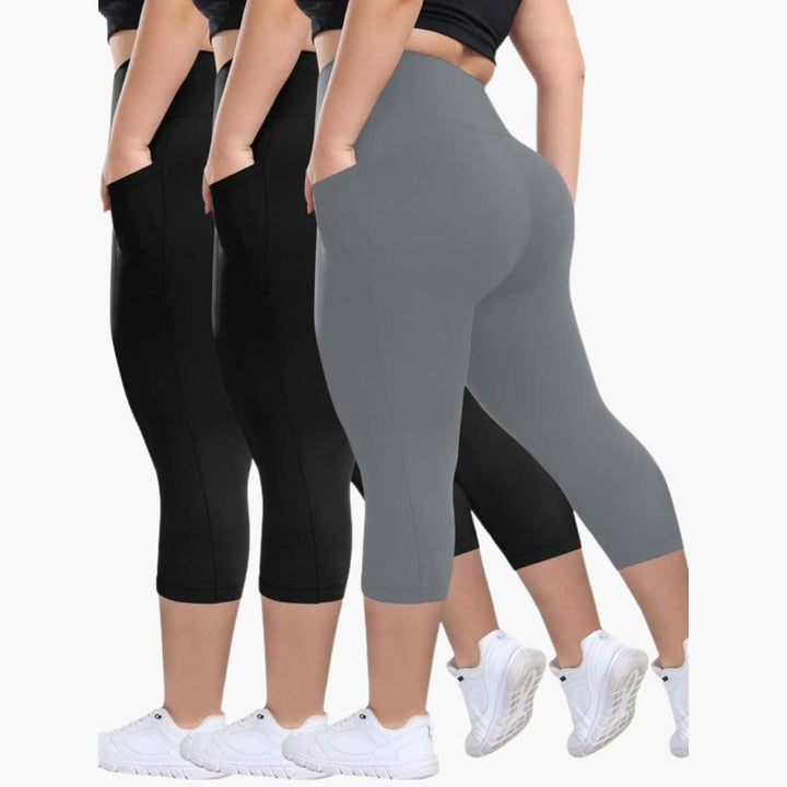 Ensemble de Leggings Capri - Pour Femmes Taille Haute Sport