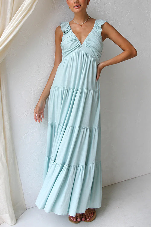 Emma | Robe maxi en lin à décolleté en V