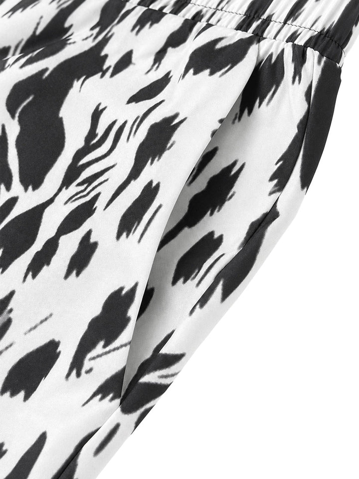 Pantalon ample à taille élastique, en dégradé, à imprimé léopard, à poches, à jambes larges