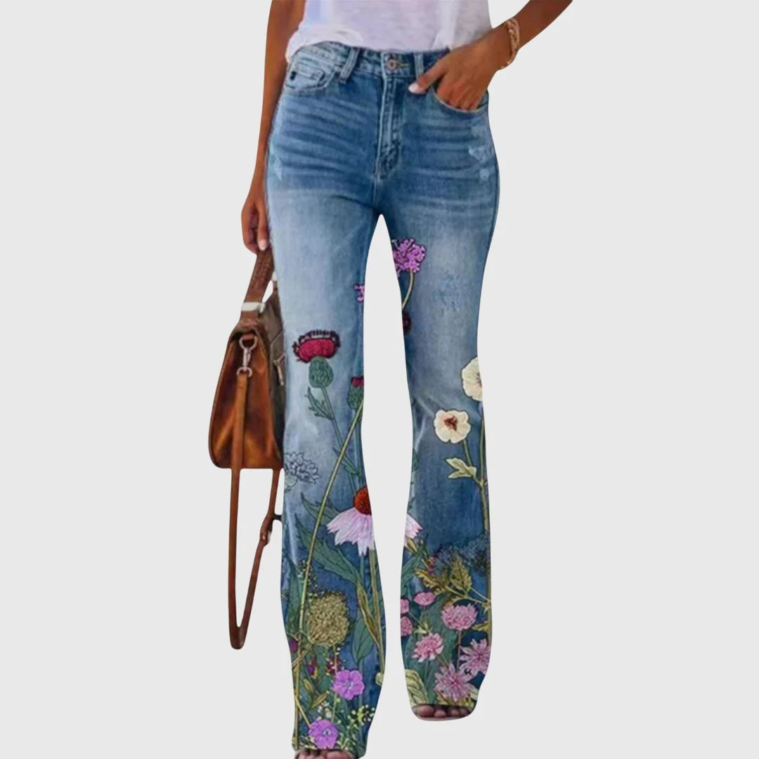 Nicole | Jeans Skinny Imprimé Fleurs pour Femmes
