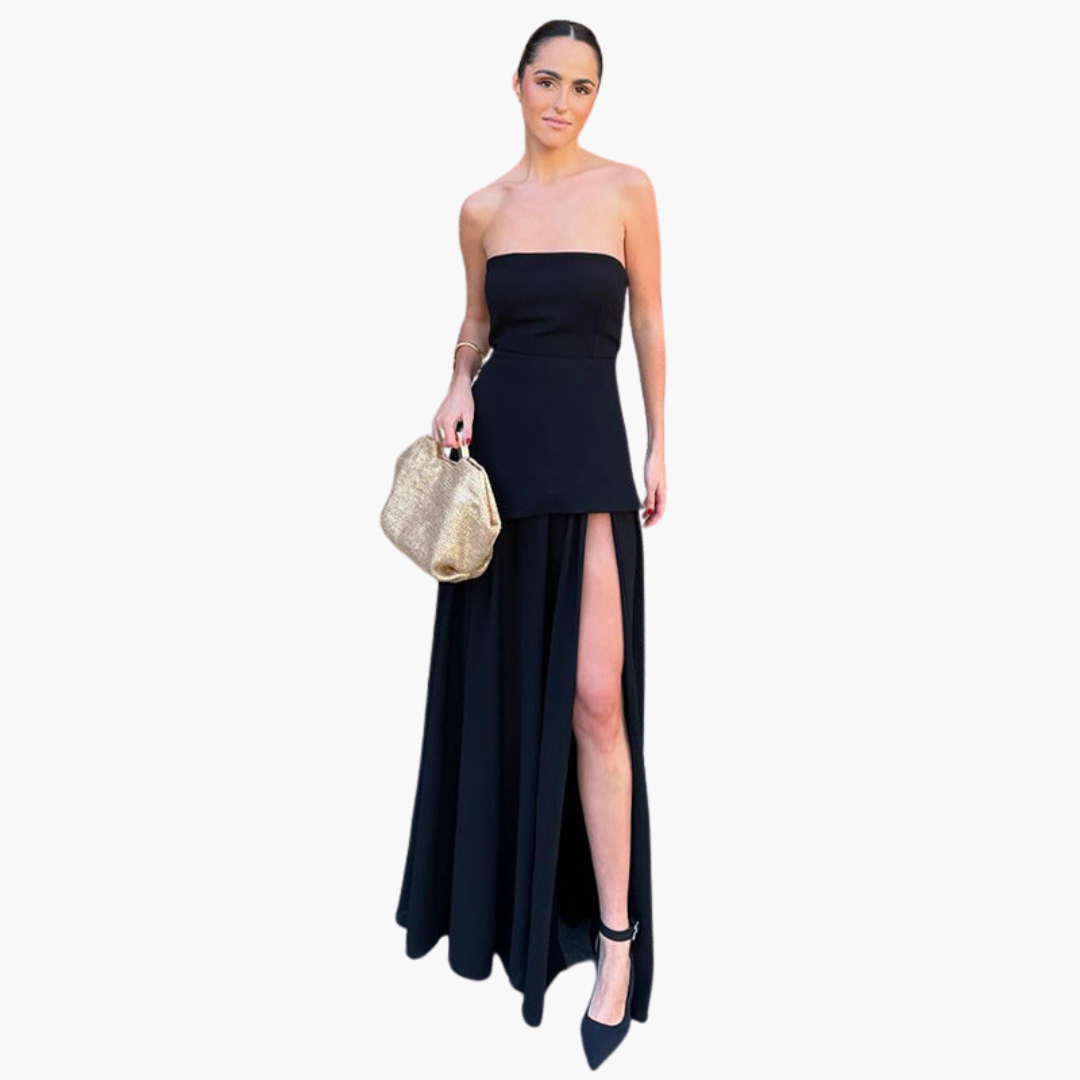Robe de soirée sans épaules pour femmes - Maxi avec fente haute