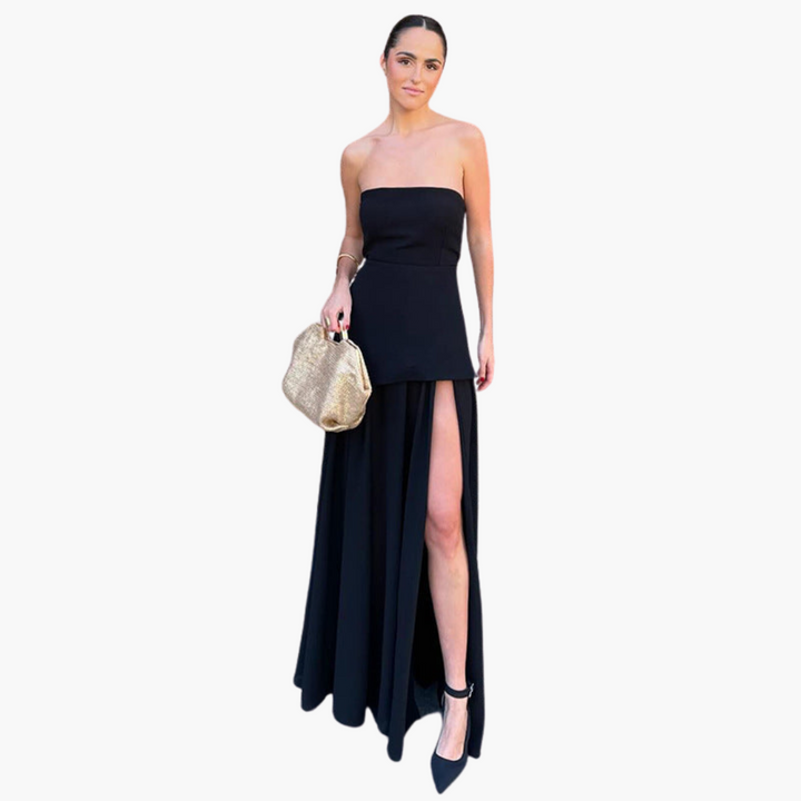 Robe de soirée sans épaules pour femmes - Maxi avec fente haute