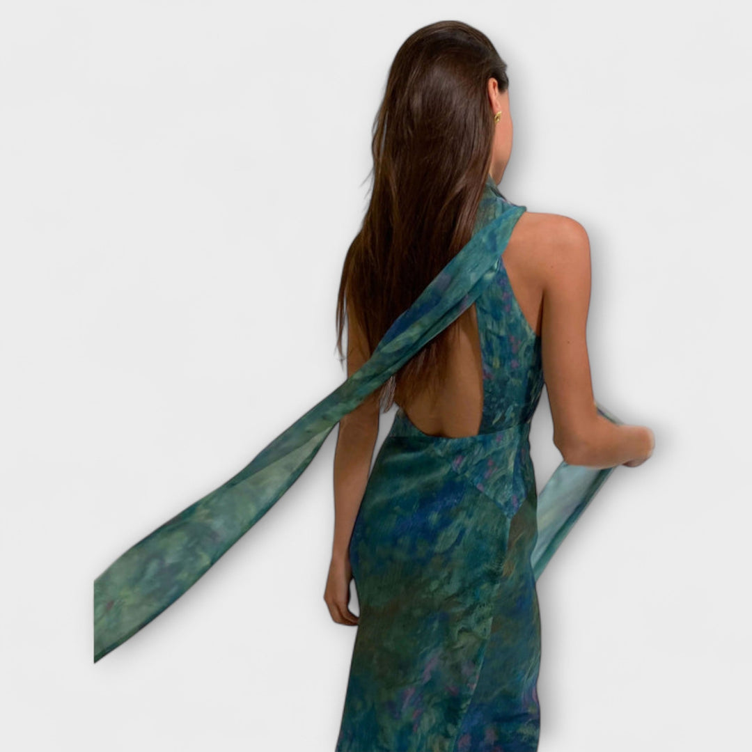 Maisie - Robe maxi imprimée Monet Iris