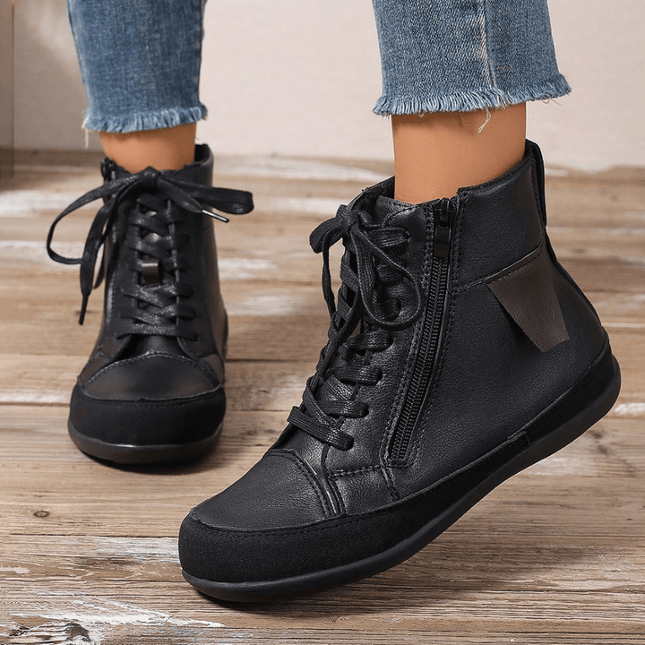 Bottes pour femmes Brielle avec lacets – Bottes élégantes jusqu'à mi-mollet avec fermeture éclair latérale