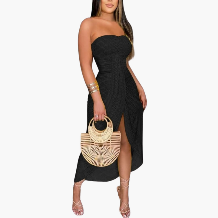 Robe midi brodée pour femmes – Robe d'été élégante