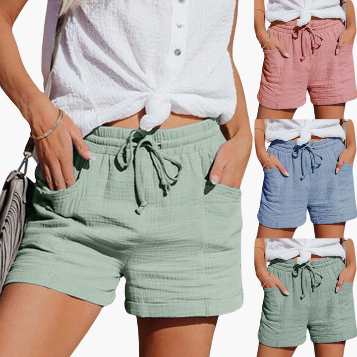Shorts d'été en coton pour femmes – Léger avec poches et ceinture