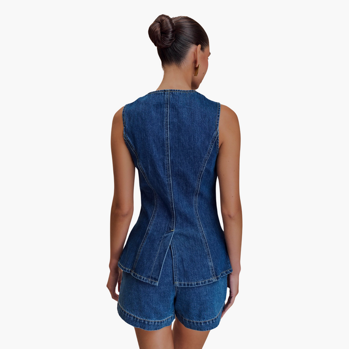 Ensemble de coordination en denim pour femmes - Tenue en jean en deux pièces