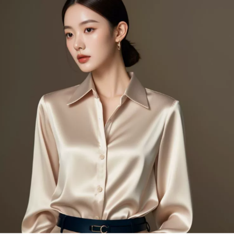 Chemisier en satin élégant pour femmes | Manches longues