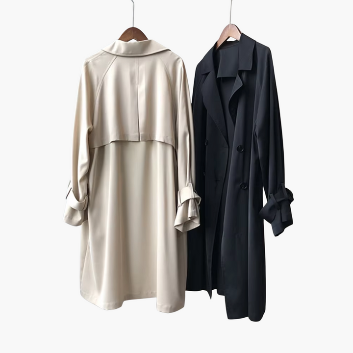 Manteau trench pour femmes avec col à revers et fermeture à double bouton