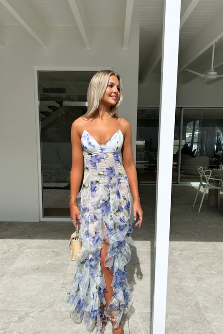 Dakota | Robe Maxi de Mariage à Motif Fleurs Plissées