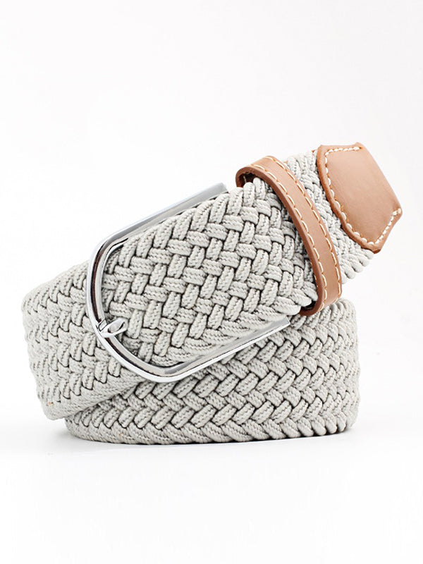 Ceinture tissée de couleurs contrastées simples, 20 couleurs