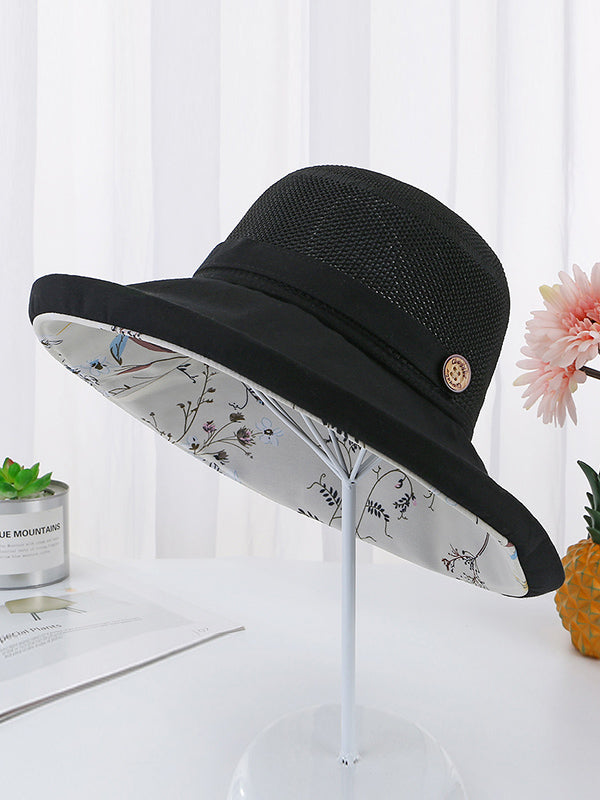 Chapeau de soleil ajouré imprimé à lacets, à empiècements