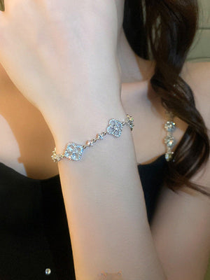 Bracelet réglable géométrique brillant à strass