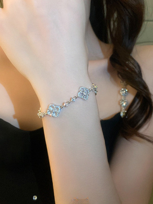 Bracelet réglable géométrique brillant à strass