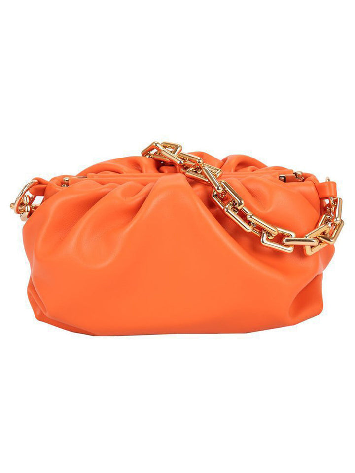 Sac bandoulière à fermeture éclair, à chaîne, couleur unie