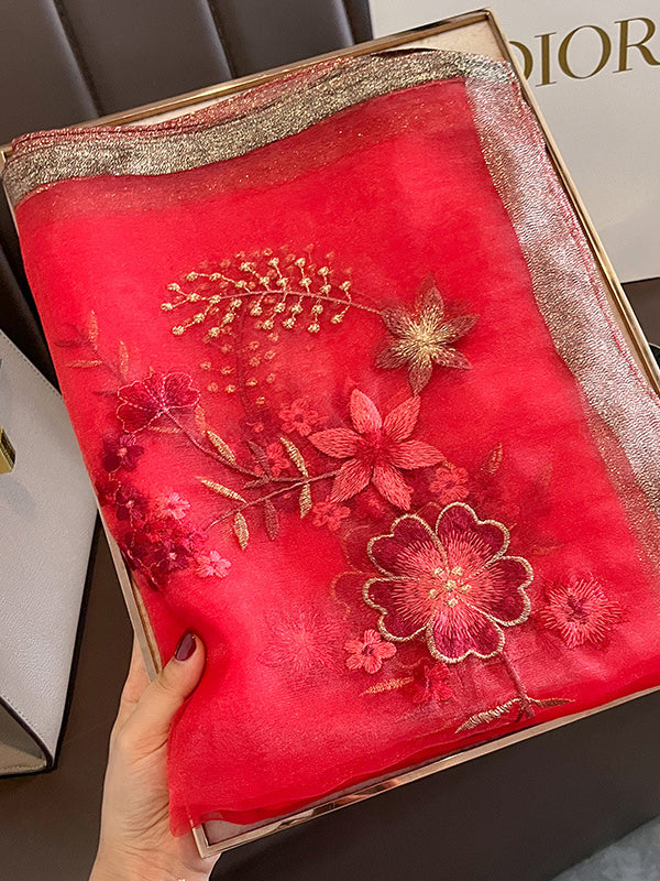 Écharpe brodée chaude