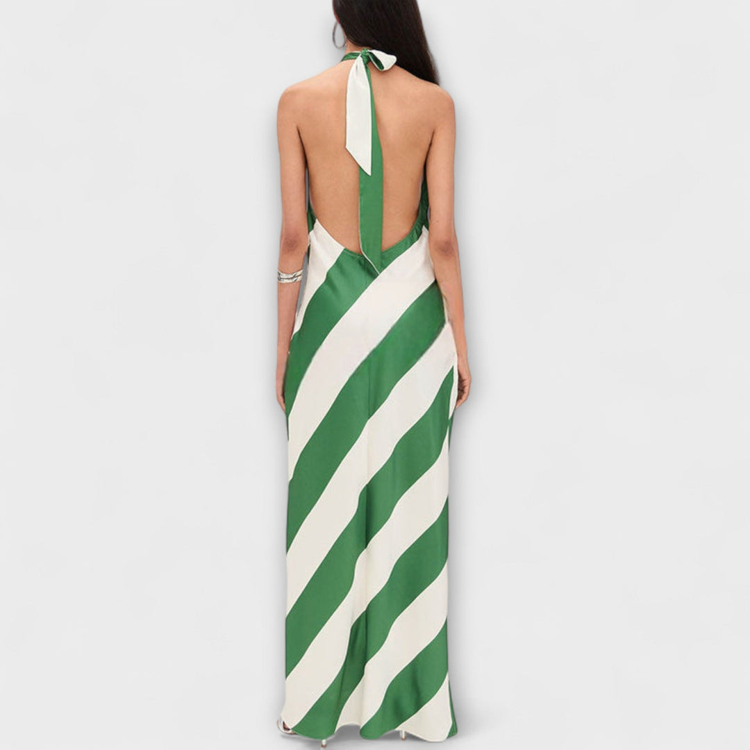 Marlowe - Robe maxi dos nu à motif rayé