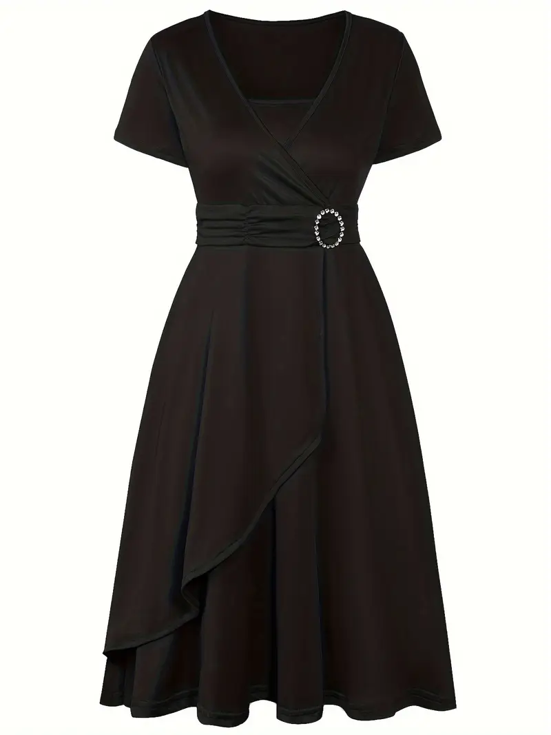 Elisa | Robe midi à encolure en V avec ourlet asymétrique