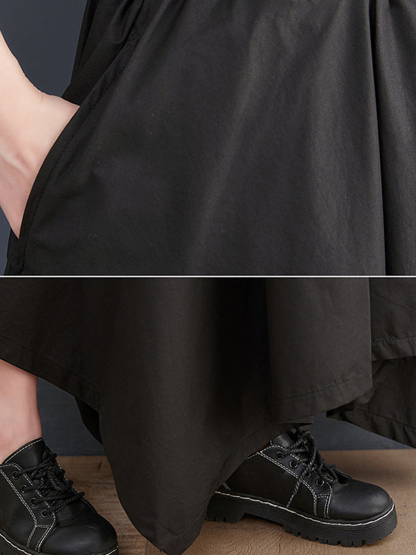 Pantalon court trapèze avec cordon de serrage, couleur unie, culotte