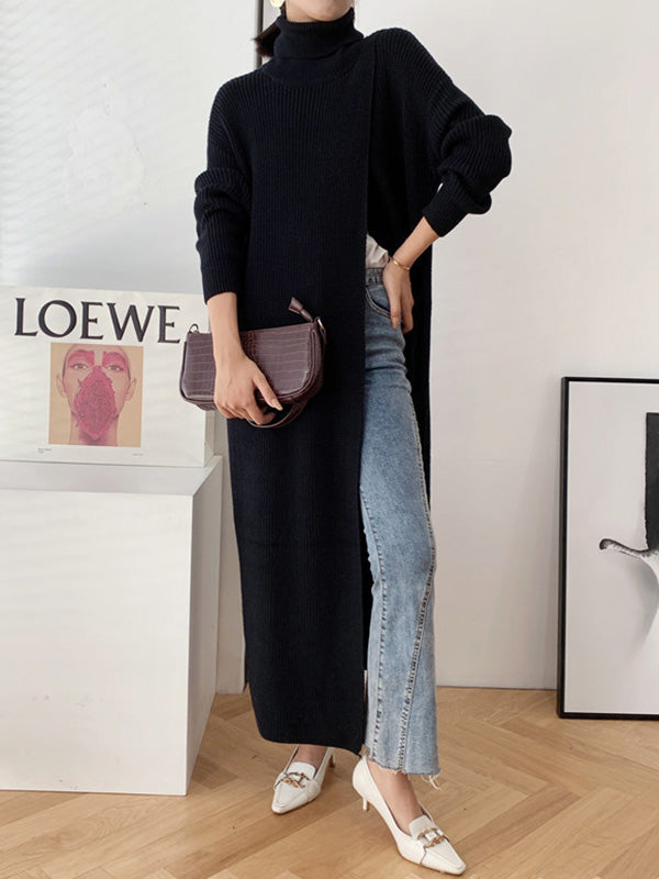 Robe ample fendue devant couleur unie