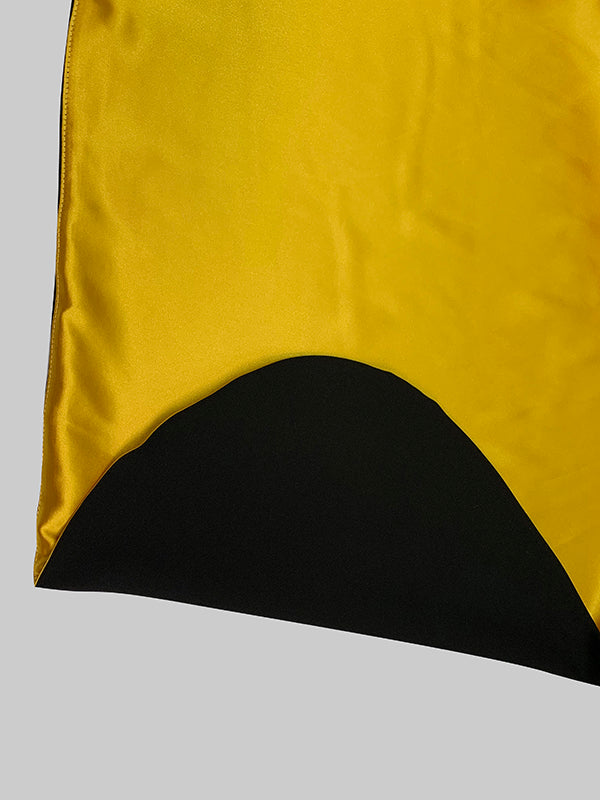 Robe longue asymétrique à coupe irrégulière, à col rond, couleur contrastée