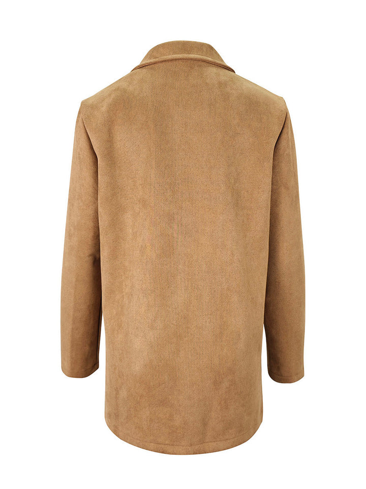 Blazer ample boutonné à manches longues, à empiècements, à col cranté, couleur unie