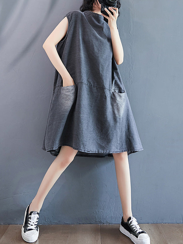 Robe à empiècements, à poche, en jean