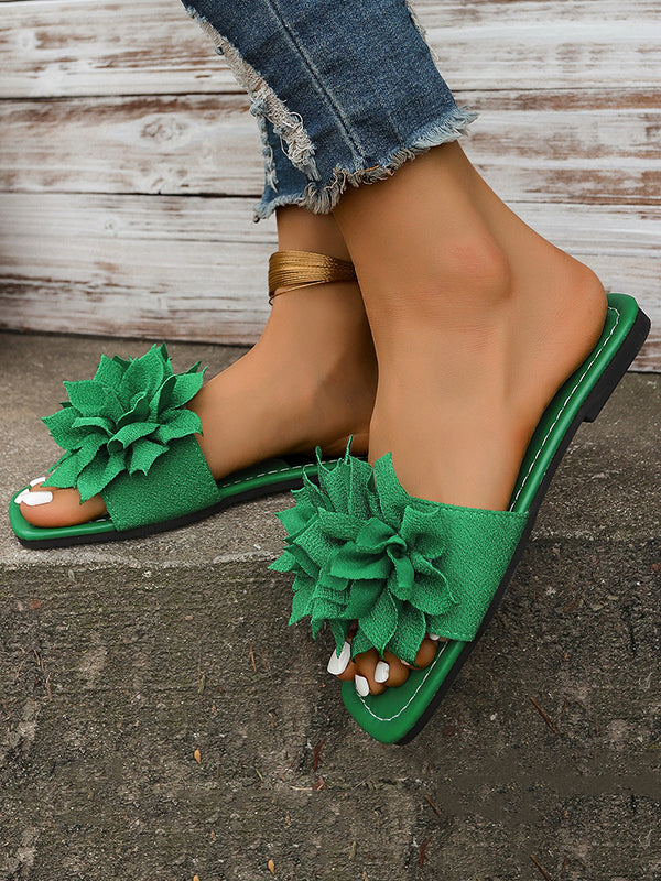 Mules en forme de fleur, à bout ouvert, à empiècements
