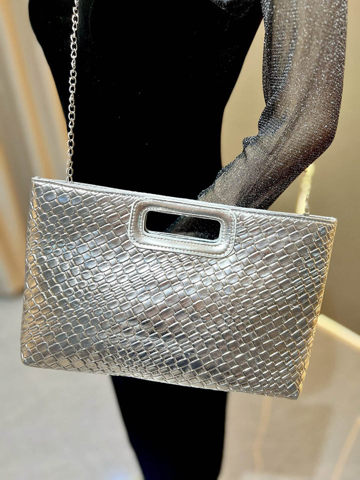 Chaînes Sacs à bandoulière en peau de serpent brillant géométrique Sacs de soirée & Pochettes