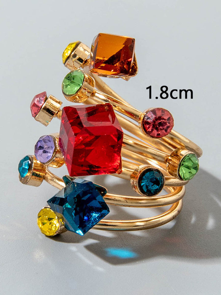 Bague géométrique à strass