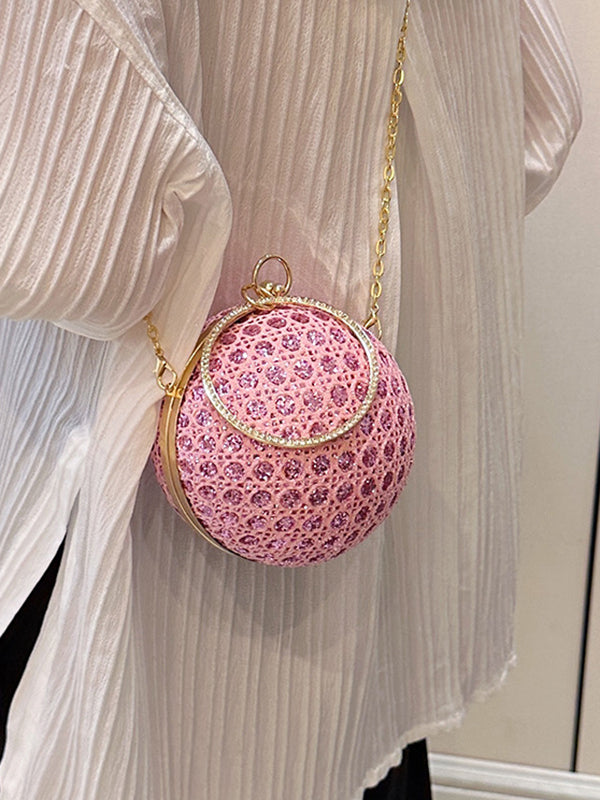 Sac à main géométrique brillant à chaîne, à strass