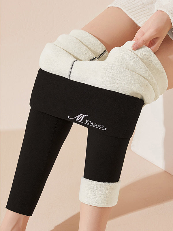 Legging décontracté à imprimé lettres, couleur unie
