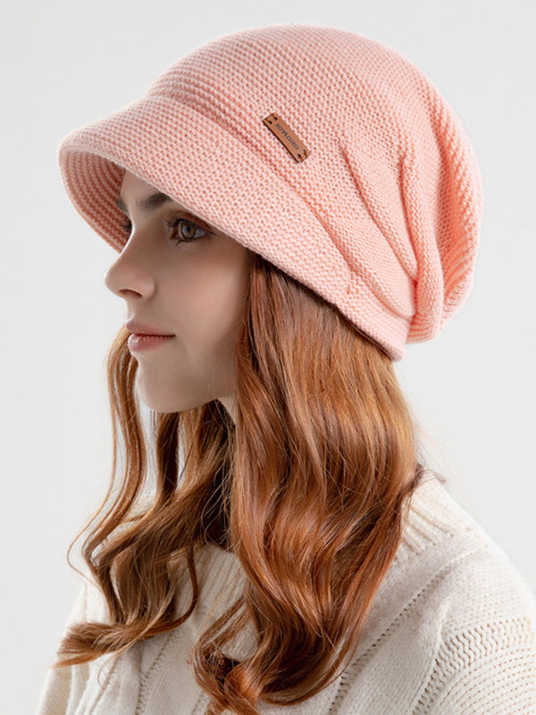 Chapeaux à empiècements de couleur unie à bord plat Chapeaux tricotés