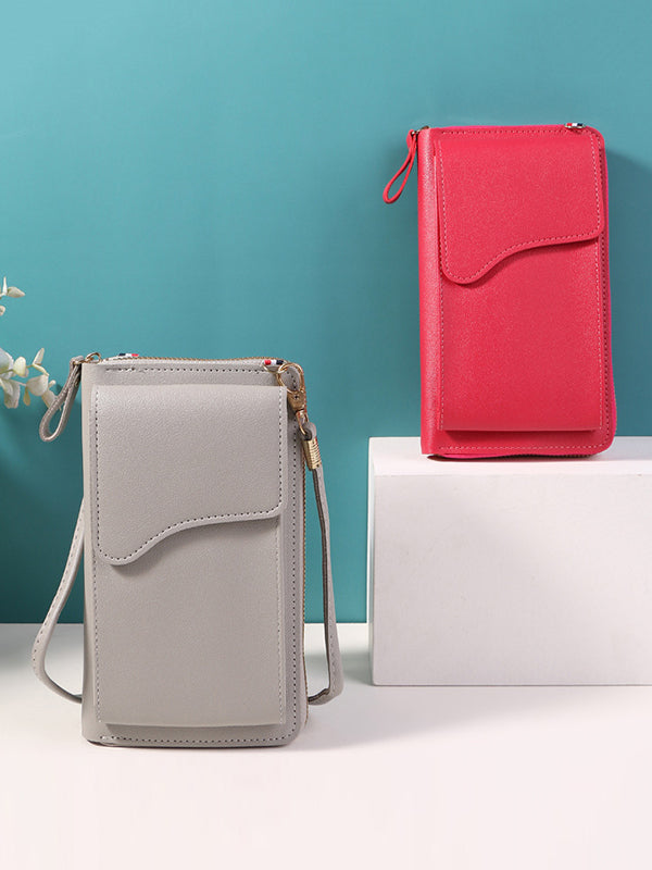Sac à bandoulière simple en PU de couleur unie