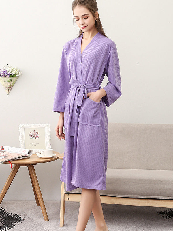 Robe de pyjama fine à bandage solide et confortable