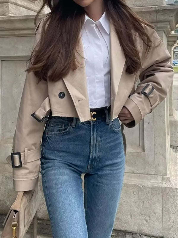 Veste ample à manches longues, à empiècements, à col revers