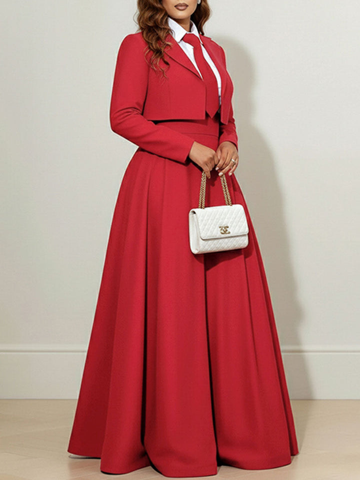 Jupe plissée à taille élastique, taille haute, à ourlet ample, à poches, à fermeture éclair, couleur unie