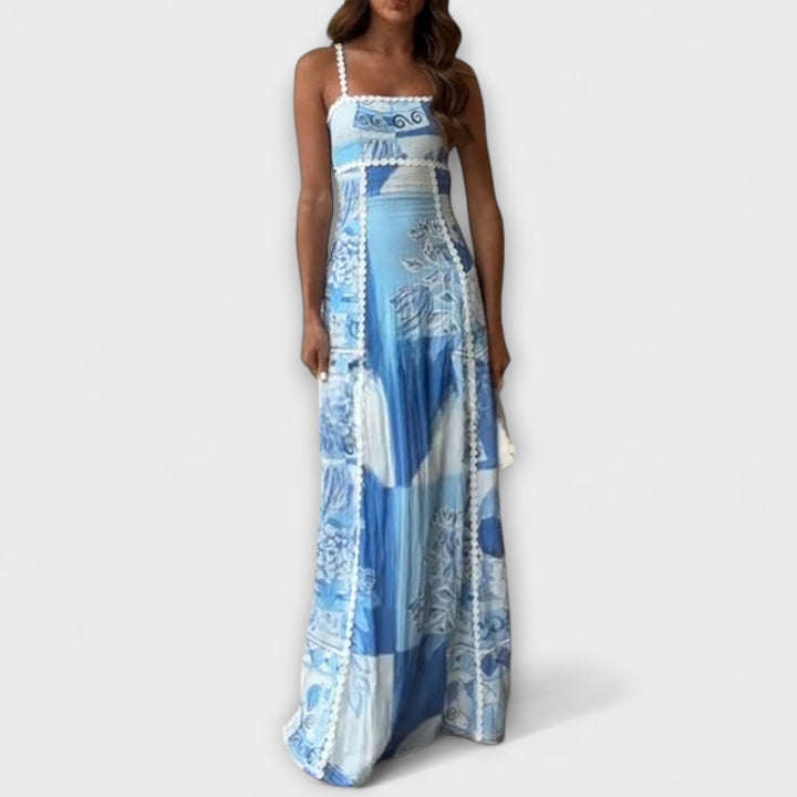 Terazza Ric Rac - Robe maxi évasée en lin avec design slip