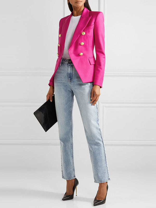 Blazer boutonné à manches longues, à col cranté