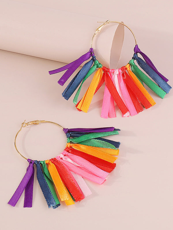 Boucles d'oreilles pendantes couleur contrastée