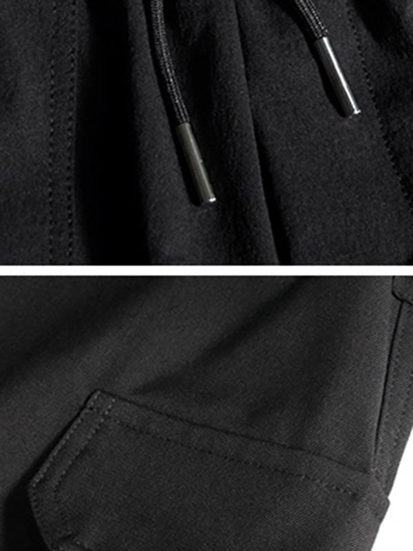 Pantalon salopette décontracté noir empire punk avec cordon de serrage élégant